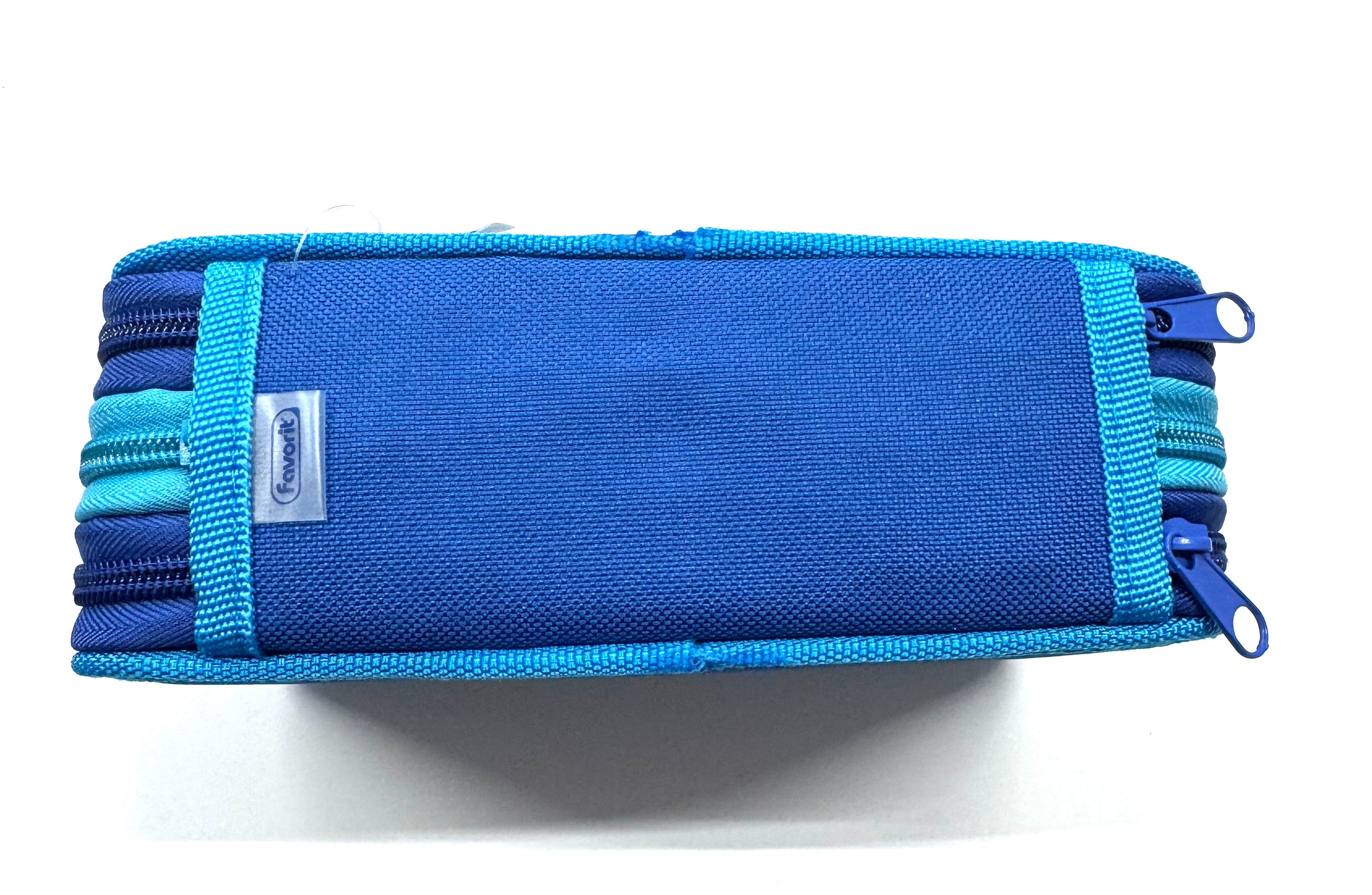 ASTUCCIO 3 ZIP PIENO B.COLOR BLU/AZZURRO