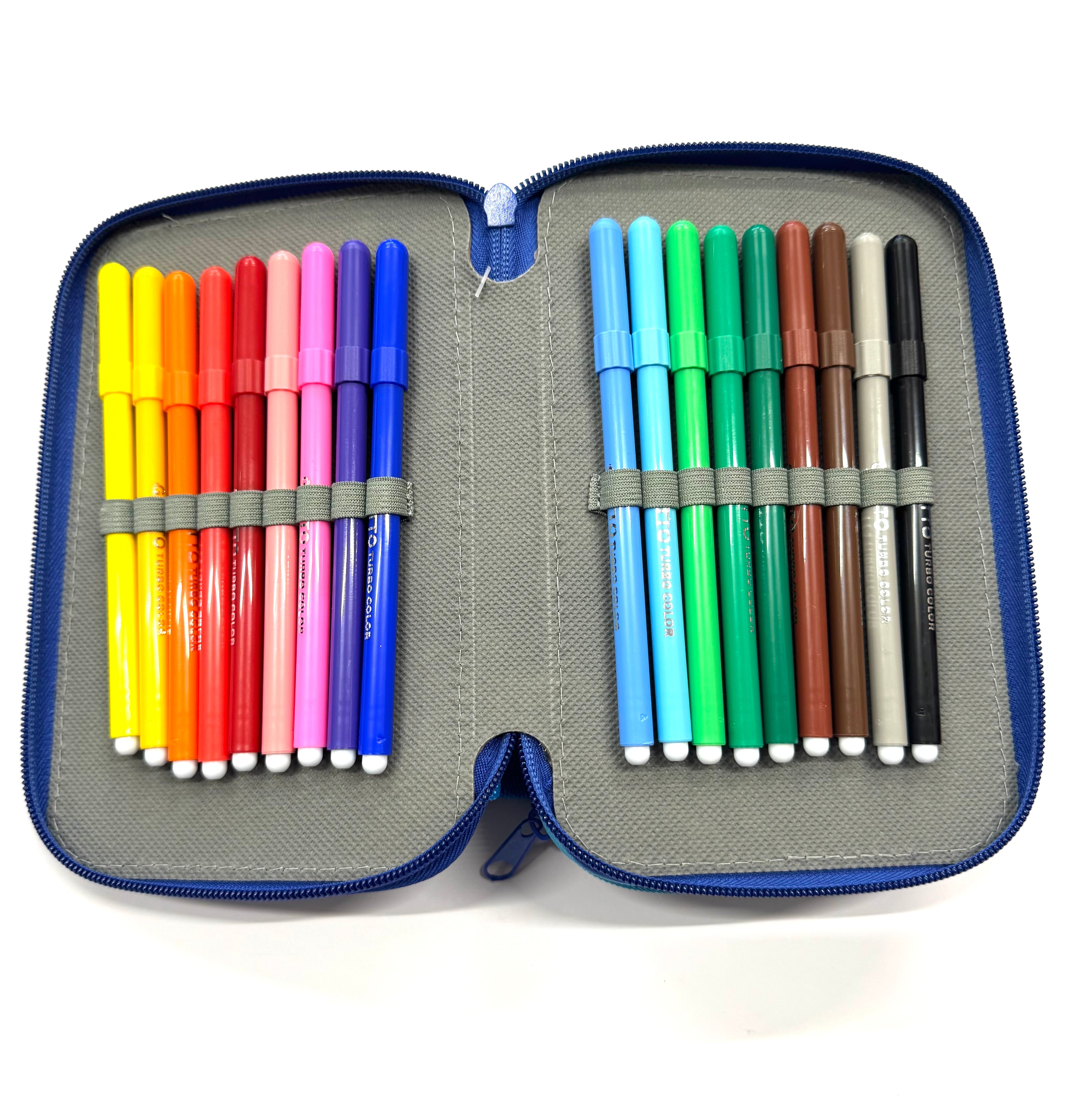 ASTUCCIO 3 ZIP PIENO B.COLOR BLU/AZZURRO