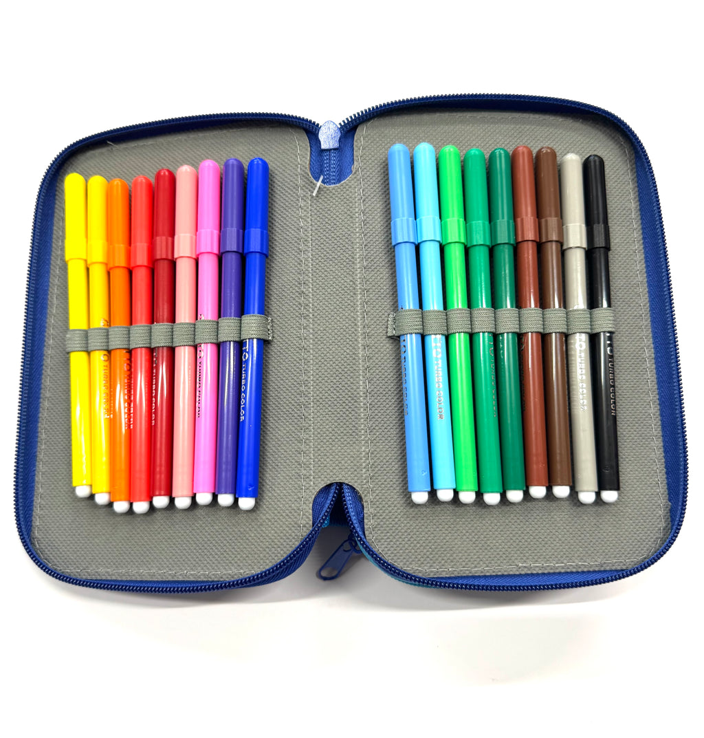 ASTUCCIO 3 ZIP PIENO B.COLOR BLU/AZZURRO