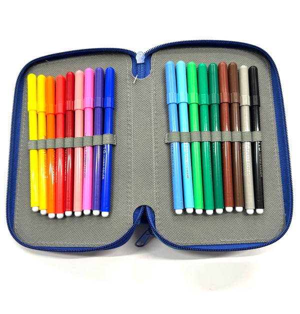 ASTUCCIO 3 ZIP PIENO B.COLOR BLU/AZZURRO