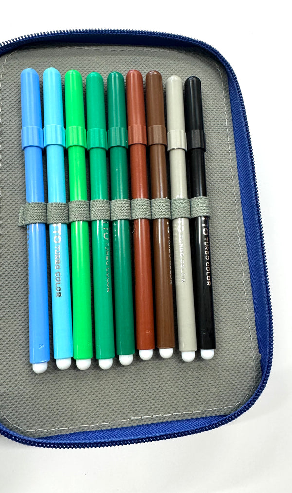 ASTUCCIO 3 ZIP PIENO B.COLOR BLU/AZZURRO