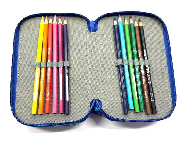 ASTUCCIO 3 ZIP PIENO B.COLOR BLU/AZZURRO