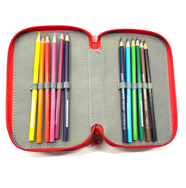 ASTUCCIO 3 ZIP PIENO B.COLOR ROSSO/VERMIGLIONE