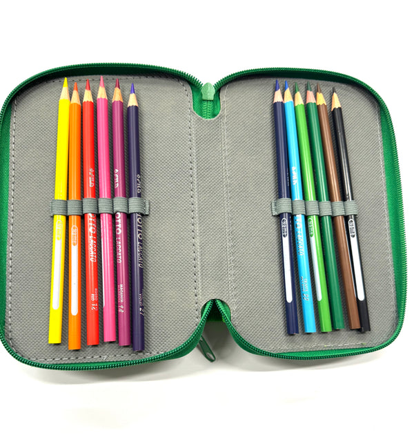 ASTUCCIO 3 ZIP PIENO B.COLOR VERDE/VERDE CHIARO