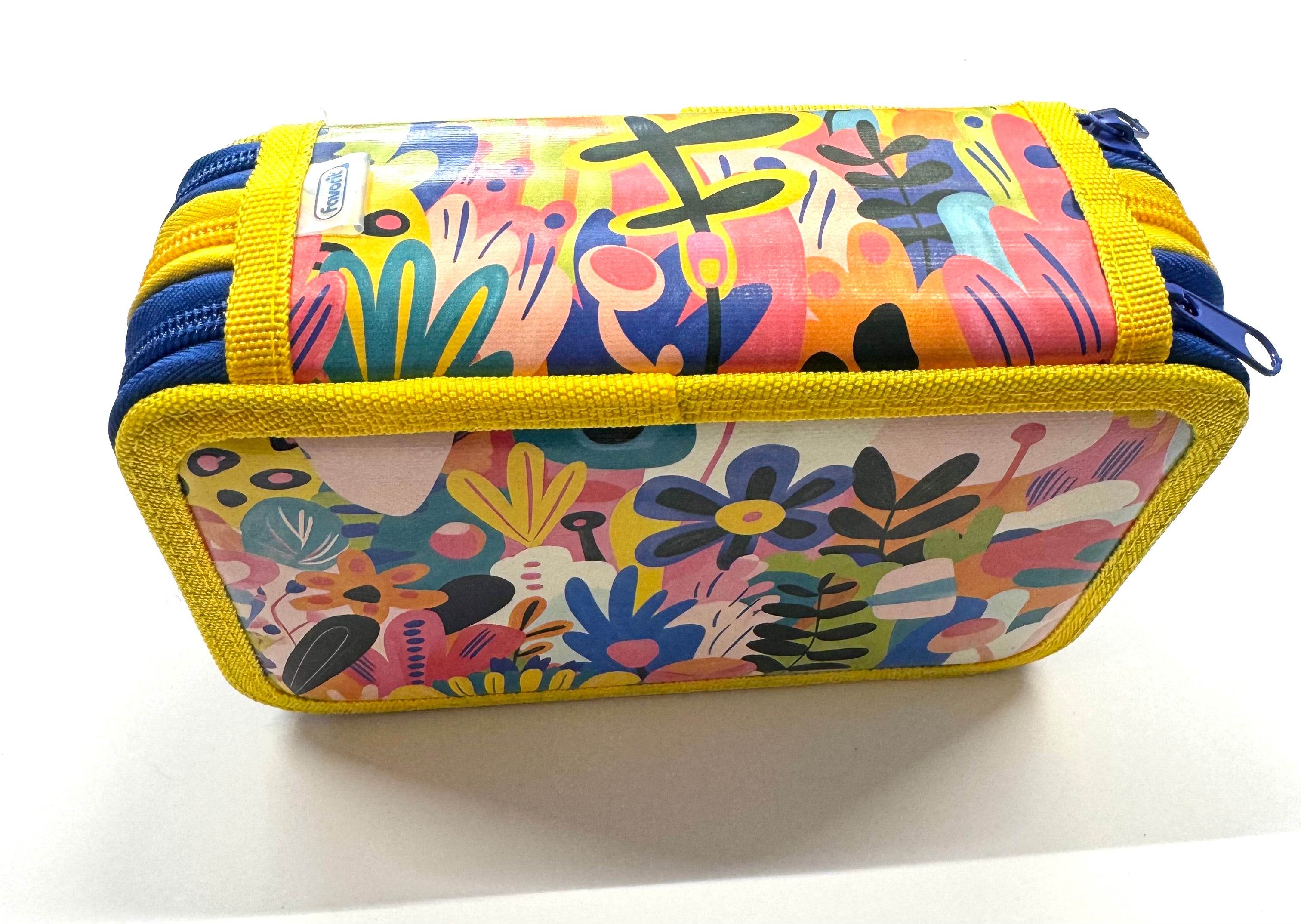 ASTUCCIO 3 ZIP PIENO ARTY FIORI COLORATI Immagine secondaria del prodotto