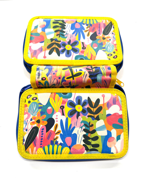 ASTUCCIO 3 ZIP PIENO ARTY FIORI COLORATI