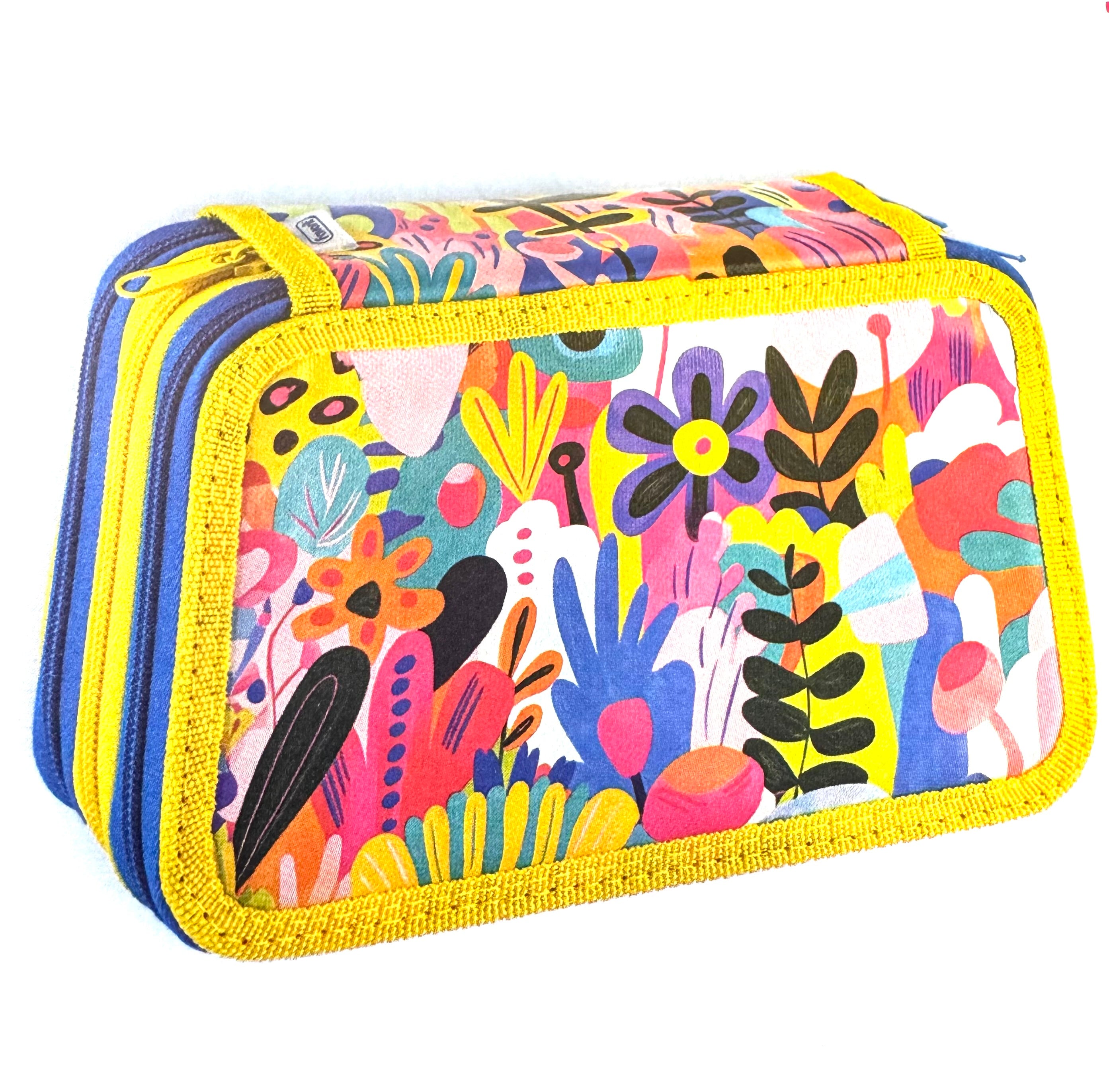 ASTUCCIO 3 ZIP PIENO ARTY FIORI COLORATI