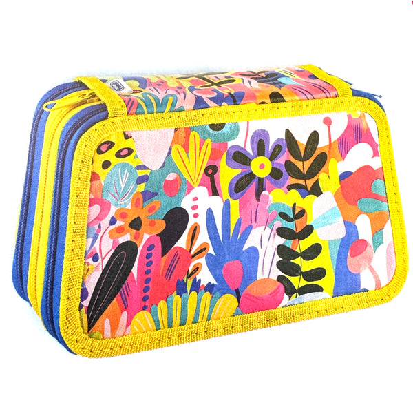 ASTUCCIO 3 ZIP PIENO ARTY FIORI COLORATI