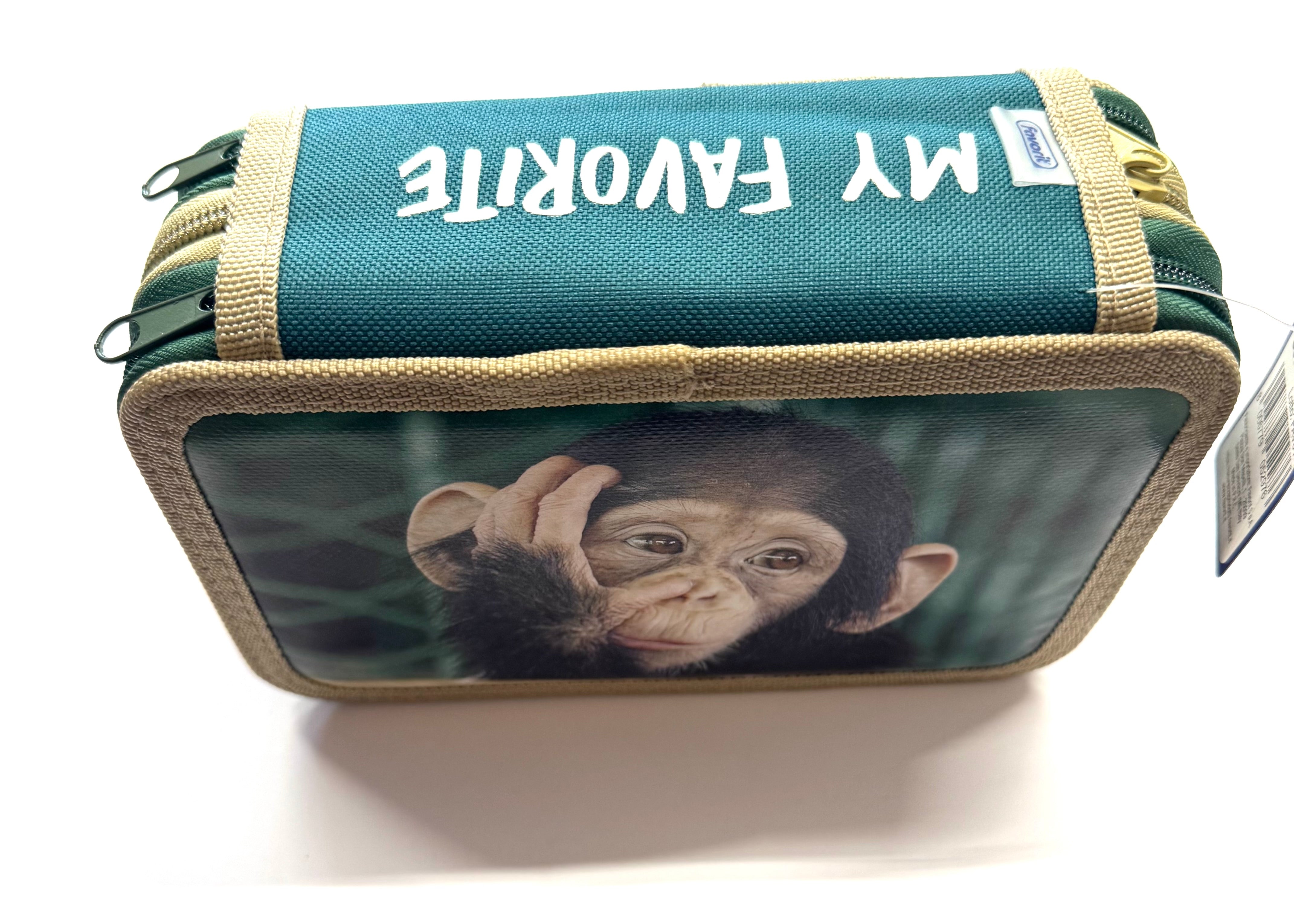 ASTUCCIO 3 ZIP PIENO ANIMAL SCIMPANZE'