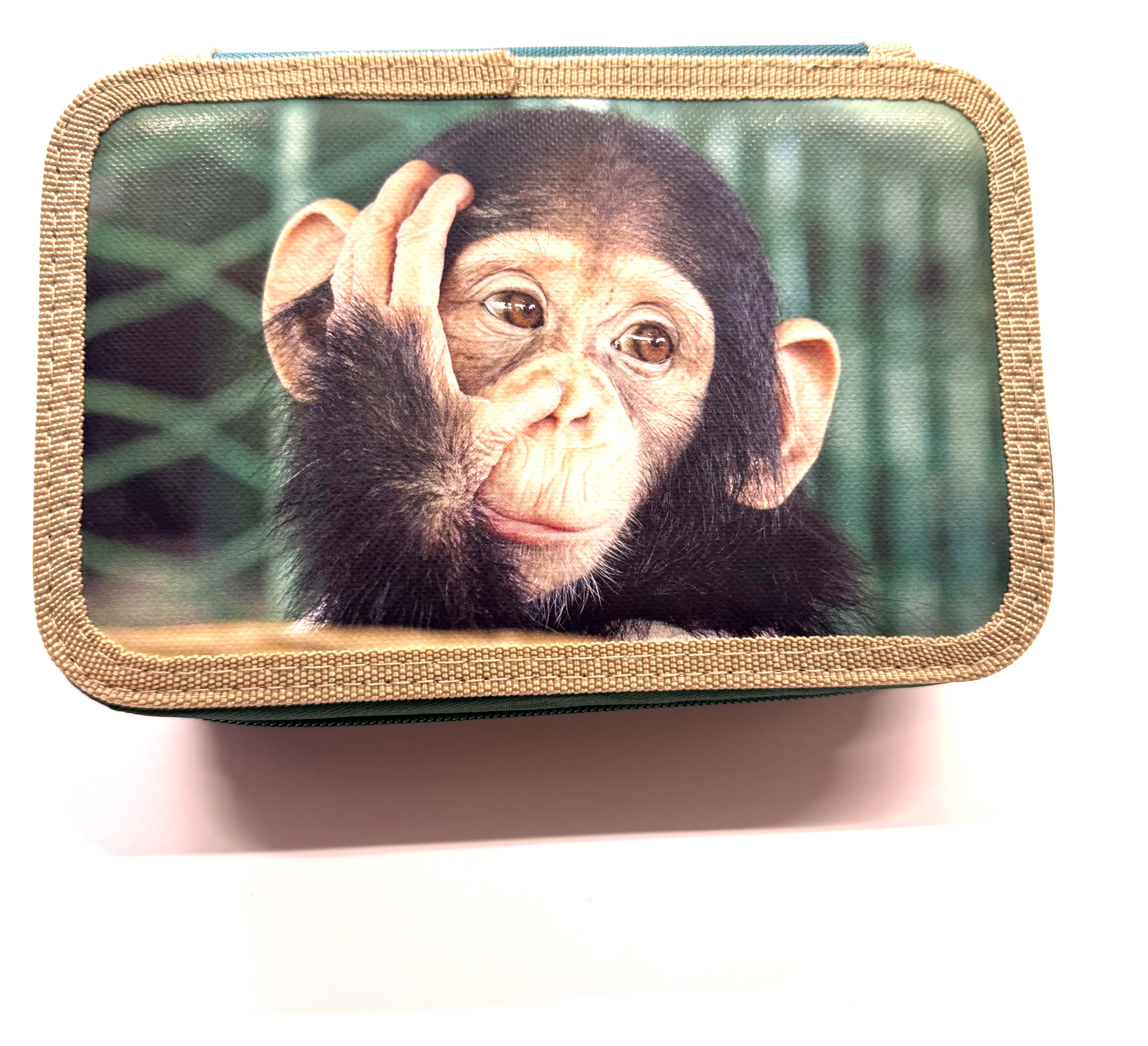 ASTUCCIO 3 ZIP PIENO ANIMAL SCIMPANZE'