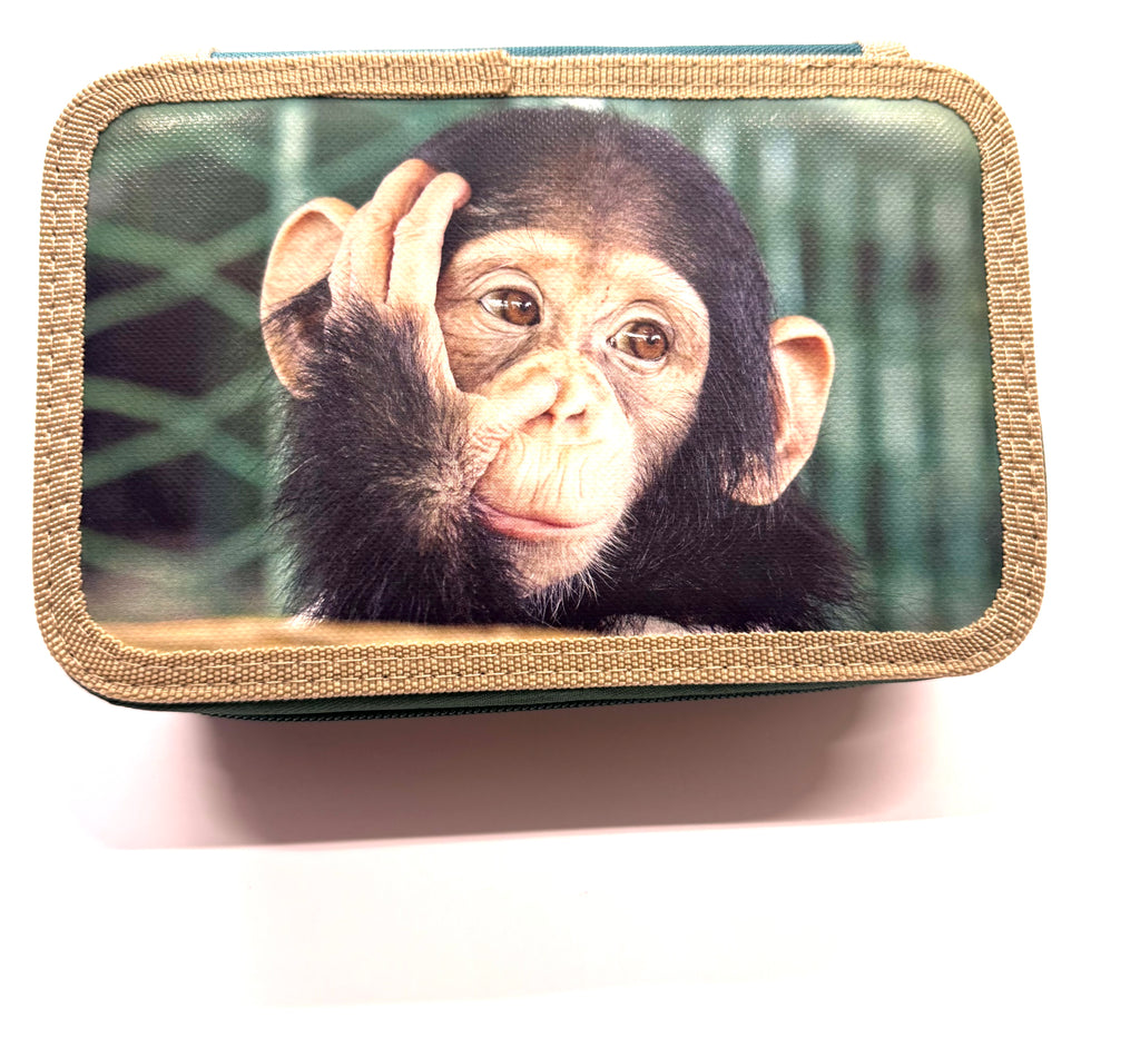 ASTUCCIO 3 ZIP PIENO ANIMAL SCIMPANZE'