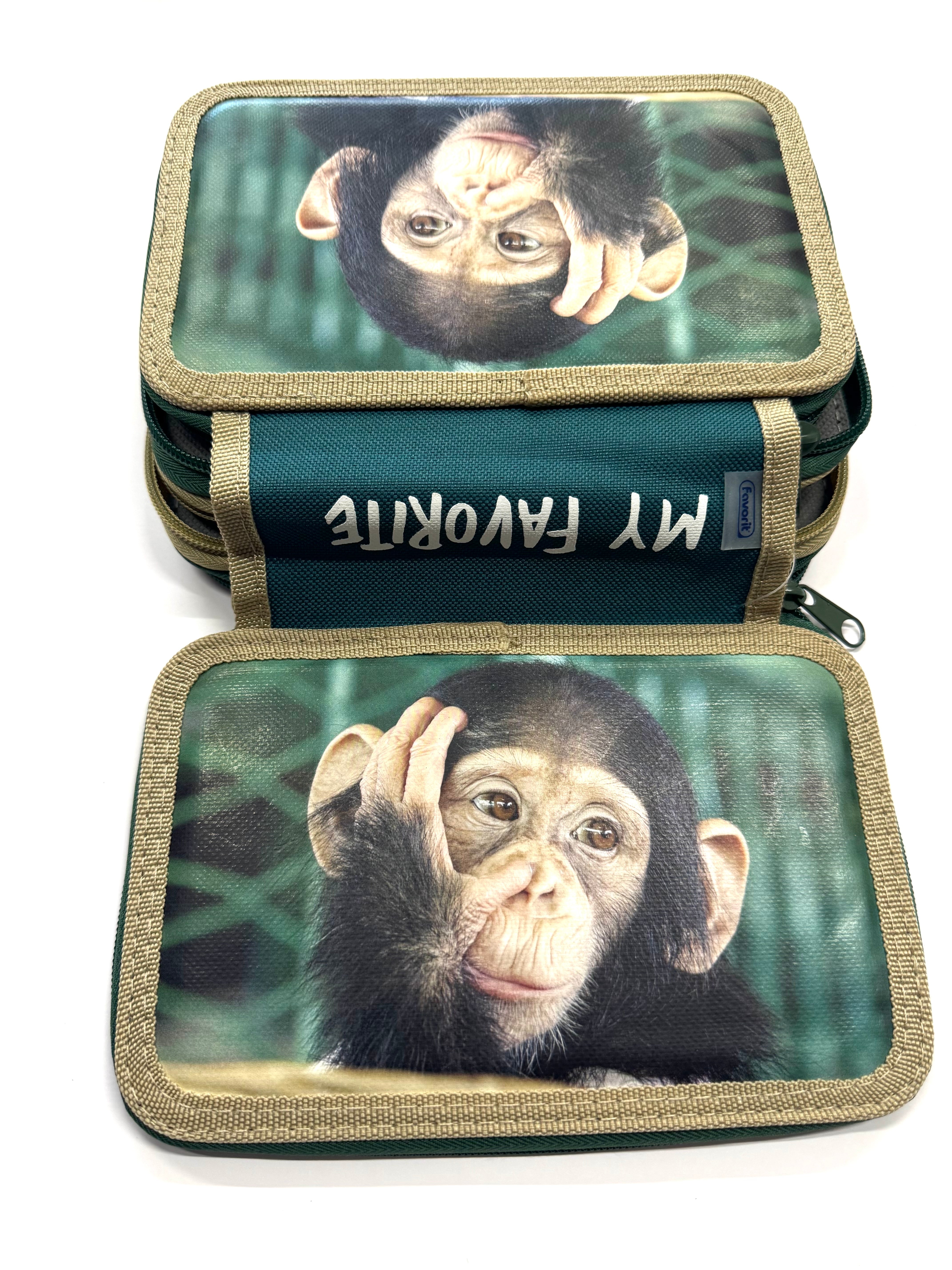 ASTUCCIO 3 ZIP PIENO ANIMAL SCIMPANZE'