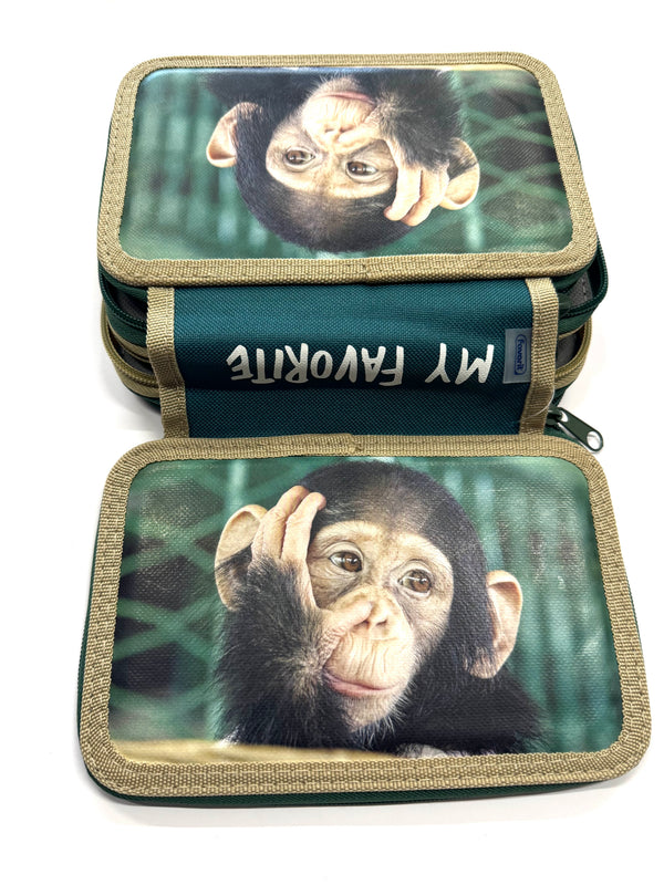 ASTUCCIO 3 ZIP PIENO ANIMAL SCIMPANZE'