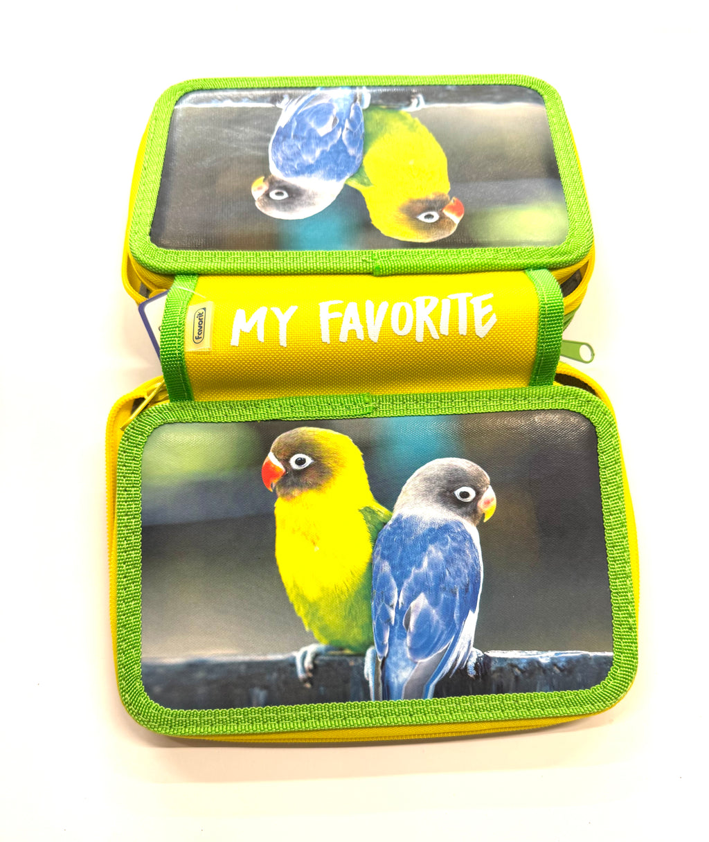 ASTUCCIO 3 ZIP PIENO ANIMAL PAPPAGALLI