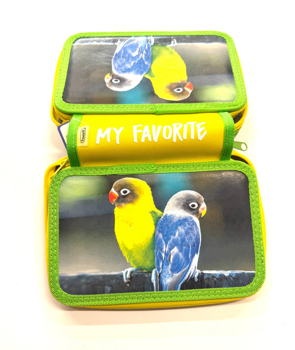 ASTUCCIO 3 ZIP PIENO ANIMAL PAPPAGALLI