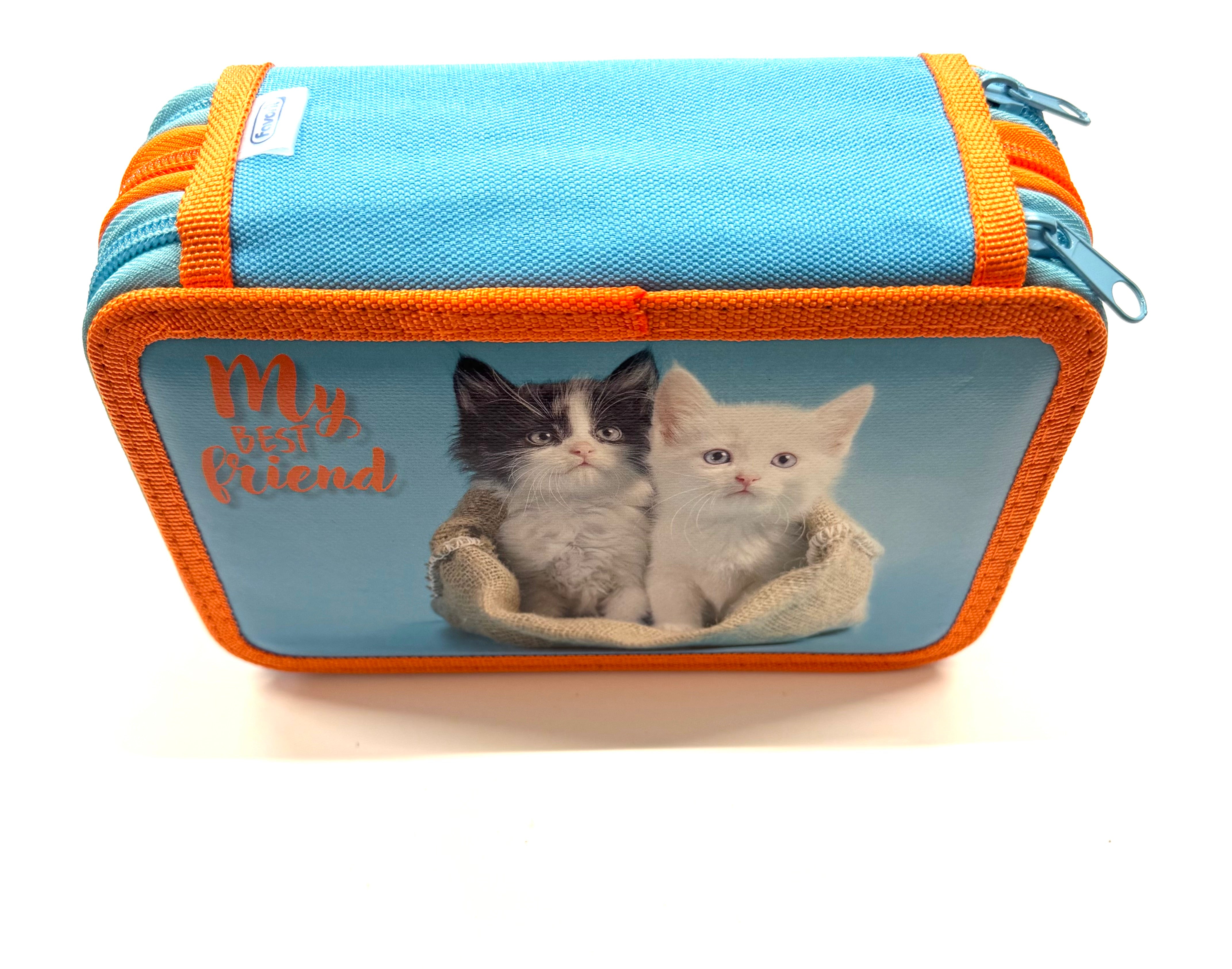 ASTUCCIO 3 ZIP PIENO ANIMAL DUE GATTINI