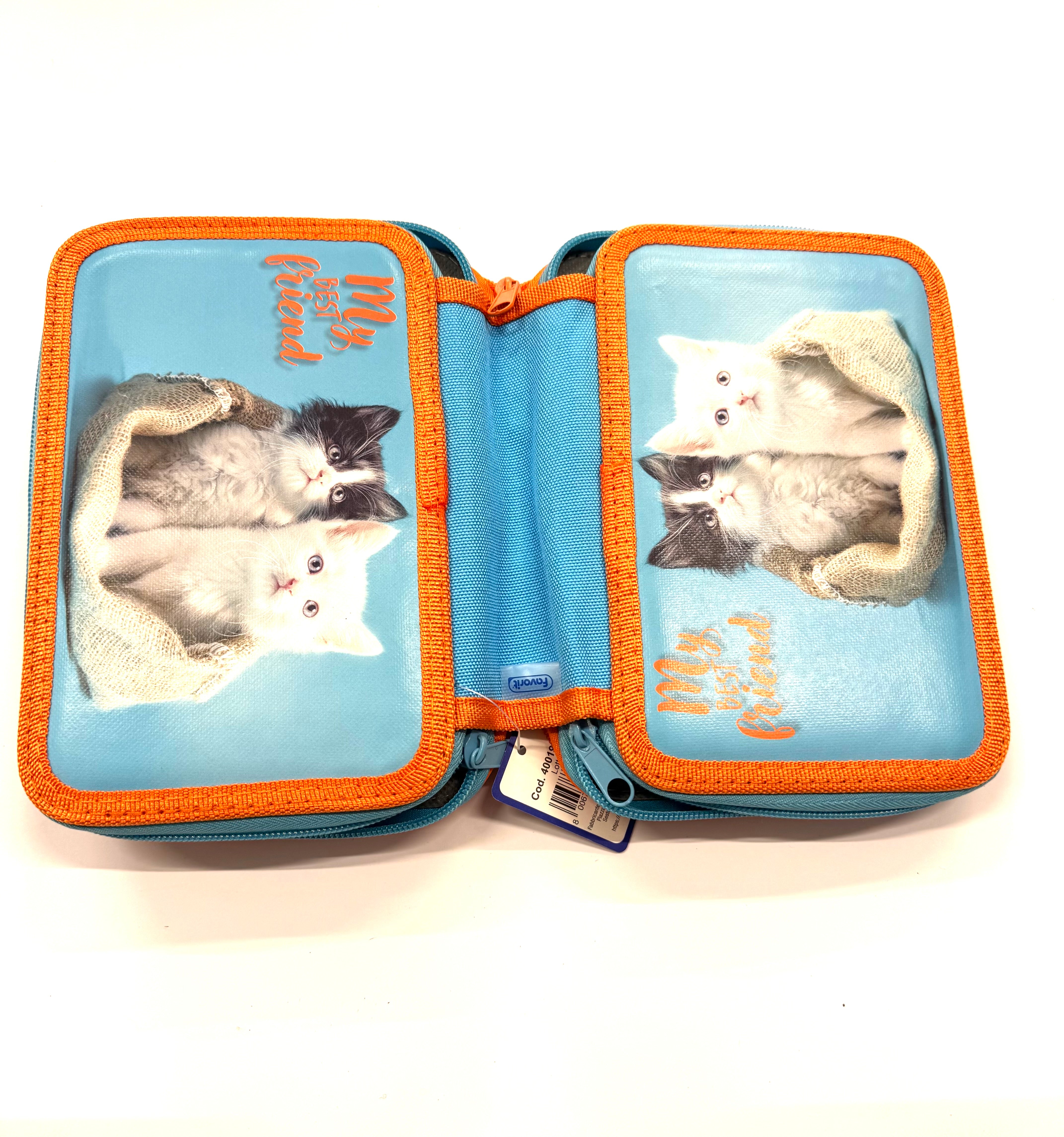 ASTUCCIO 3 ZIP PIENO ANIMAL DUE GATTINI