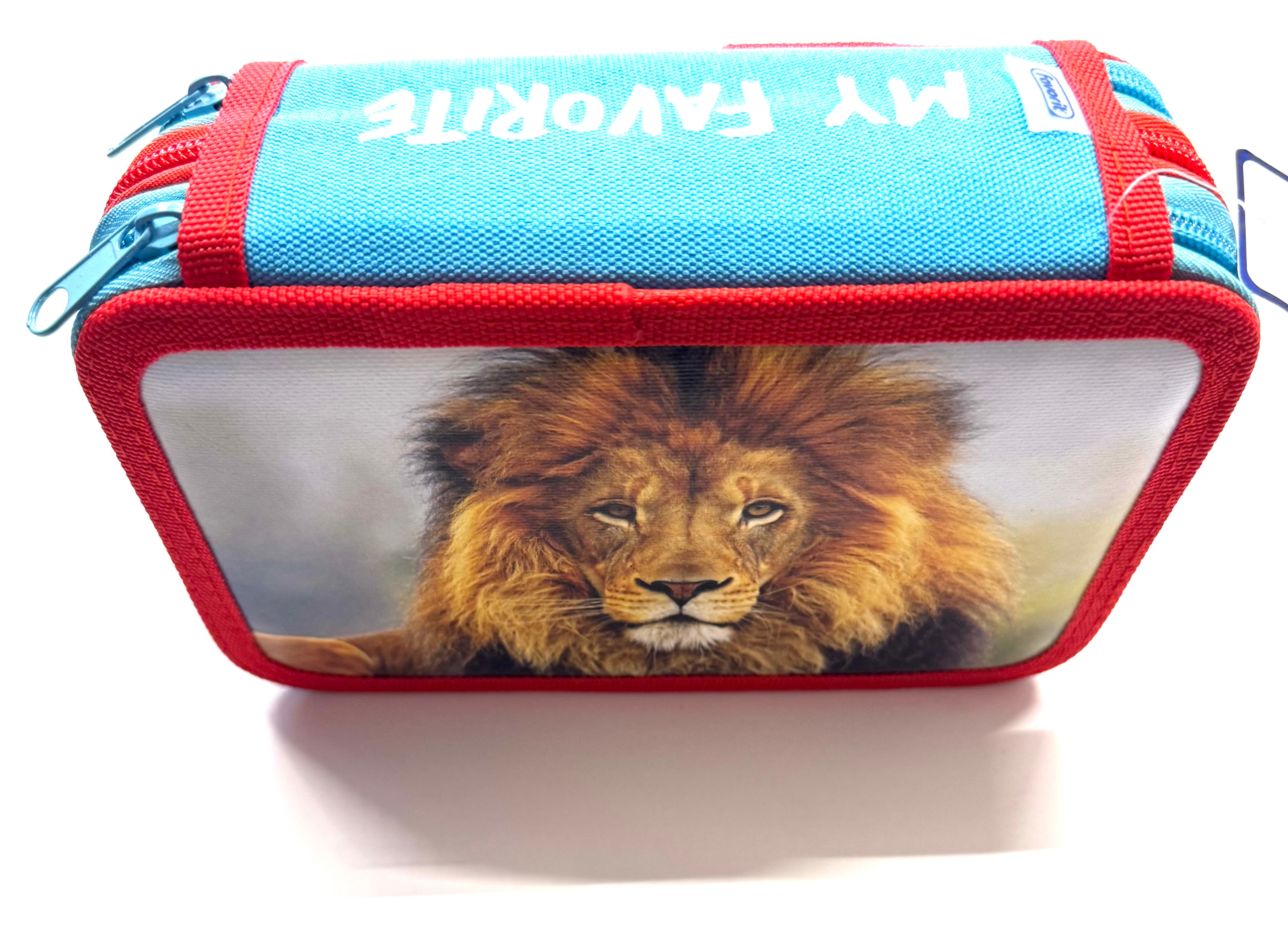 ASTUCCIO 3 ZIP PIENO ANIMAL LEONE