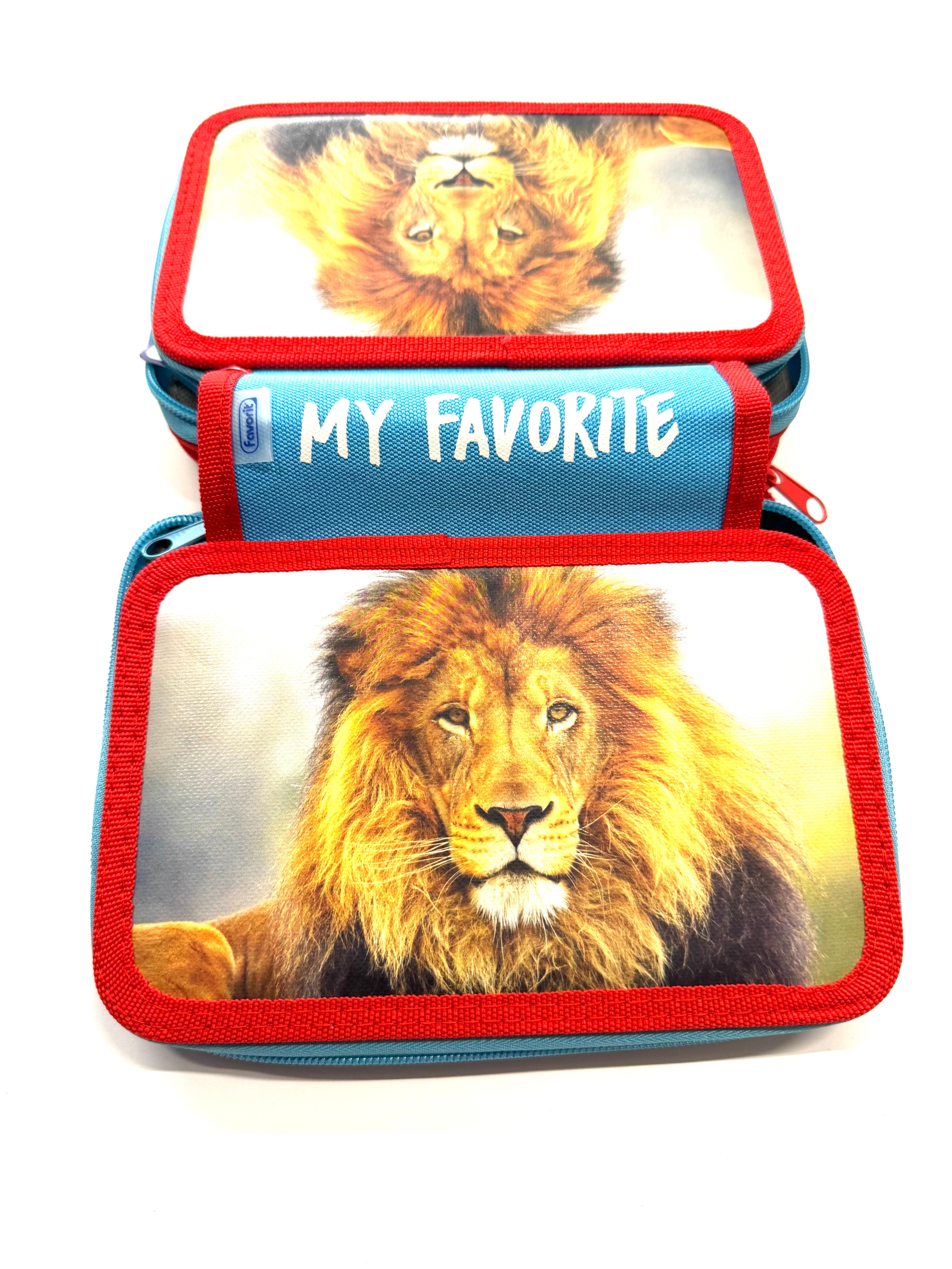 ASTUCCIO 3 ZIP PIENO ANIMAL LEONE