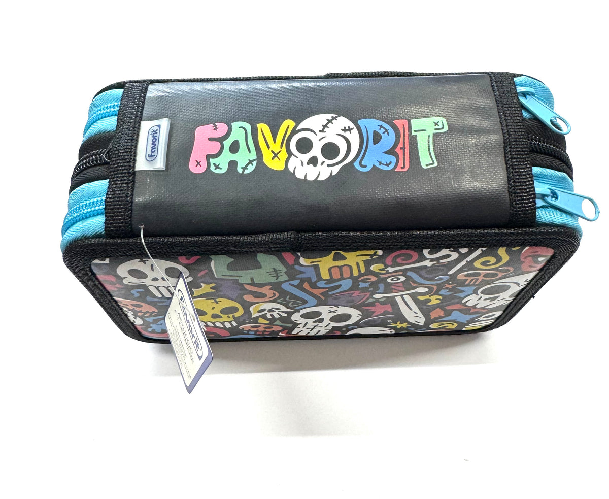 ASTUCCIO 3 ZIP PIENO FANTASY TESCHI COLORATI