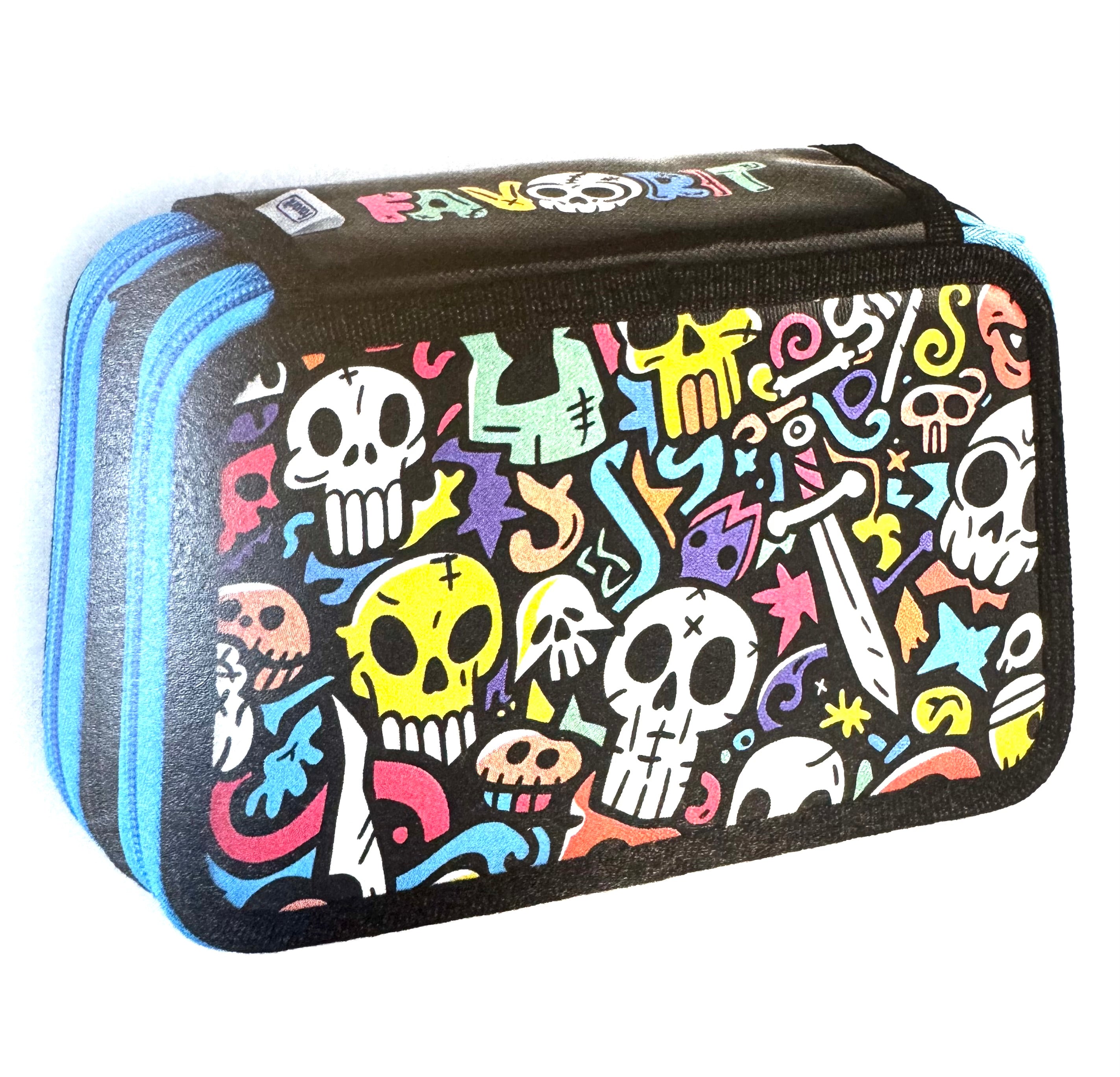 ASTUCCIO 3 ZIP PIENO FANTASY TESCHI COLORATI