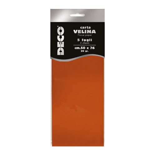 CARTA VELINA 20 GR. BUSTA 5 FG. CM.50X76  ARANCIO