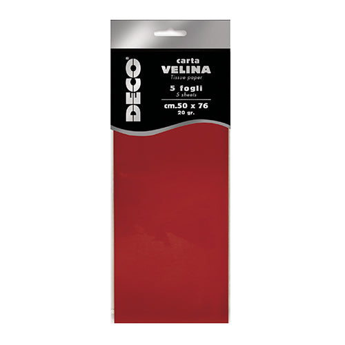CARTA VELINA 20 GR. BUSTA 5 FG. CM.50X76 ROSSO Immagine principale del prodotto