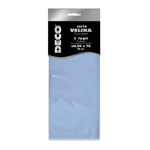 CARTA VELINA 20 GR. BUSTA 5 FG. CM.50X76 AZZURRO B