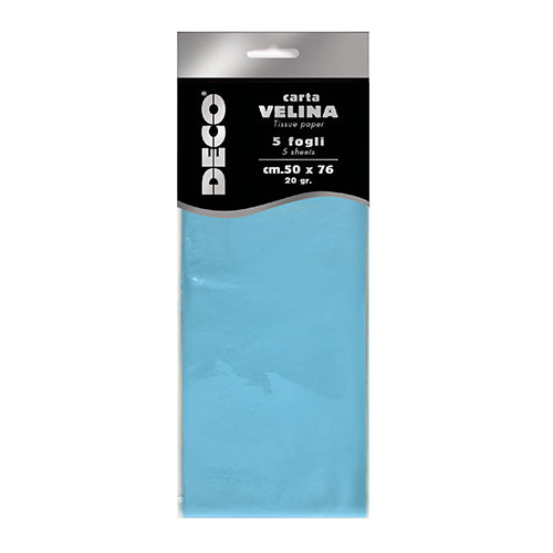 CARTA VELINA 20 GR. BUSTA 5 FG. CM.50X76 AZZURRO Immagine principale del prodotto