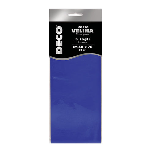 CARTA VELINA 20 GR. BUSTA 5 FG. CM.50X76 BLU Immagine principale del prodotto