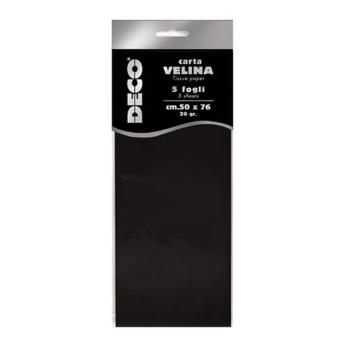CARTA VELINA 20 GR. BUSTA 5 FG. CM.50X76 NERO