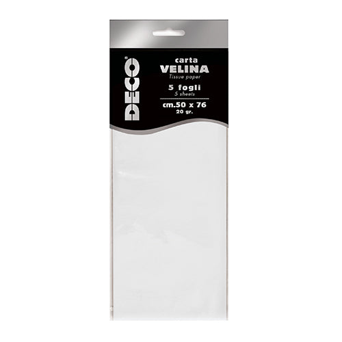 CARTA VELINA 20 GR. BUSTA 5 FG. CM.50X76 BIANCO PE