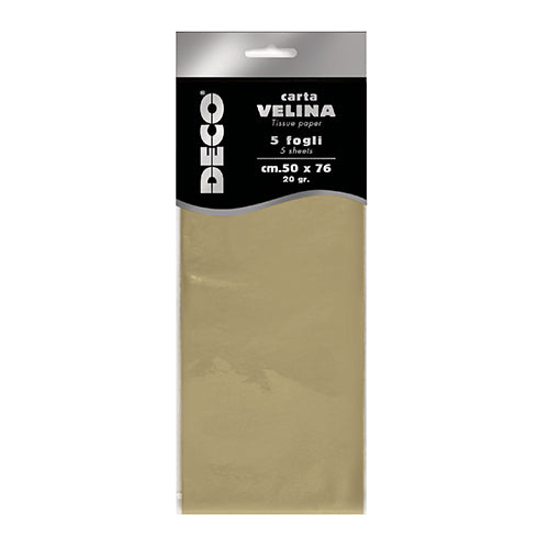 CARTA VELINA 20 GR. BUSTA 5 FG. CM.50X76 ORO CHIAR