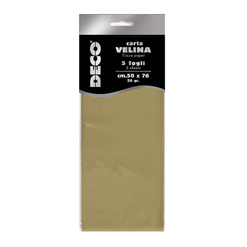 CARTA VELINA 20 GR. BUSTA 5 FG. CM.50X76 ORO SCURO