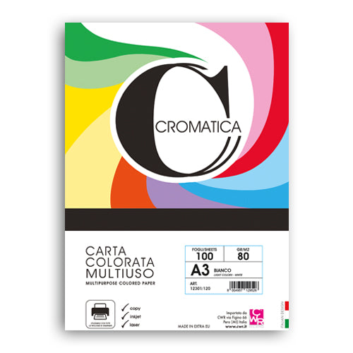 CROMATICA 200 CARTA GR.80 A3 FG.100 BIANCO