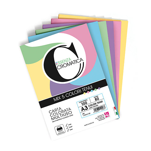 CROMATICA 160 CARTA GR.160 A3 FG.100 COLORI TENUI ASSORT.