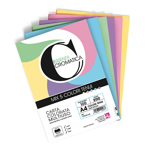 CROMATICA 200 CARTA GR.200 A4 FG.100 COLORI TENUI ASSORT.