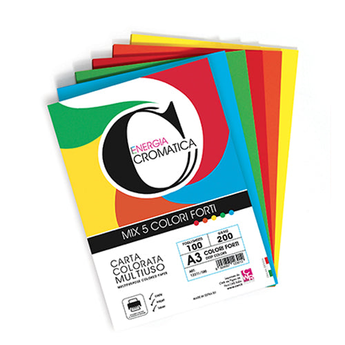 CROMATICA 200 CARTA GR.200 A3 FG.100 COLORI FORTI ASSORT. Immagine principale del prodotto