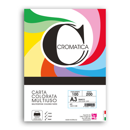 CROMATICA 200 CARTA GR.200 A4 FG.100 BIANCO