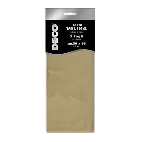 CARTA VELINA METAL 20 GR. BUSTA 5 FG. CM.50X76 - ORO Immagine principale del prodotto