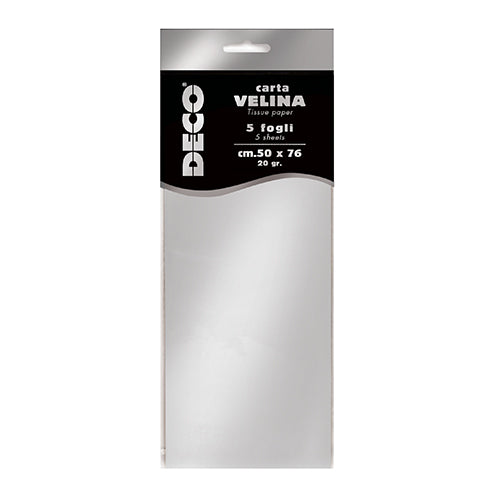 CARTA VELINA METAL 20 GR. BUSTA 5 FG. CM.50X76 - ARGENTO Immagine principale del prodotto