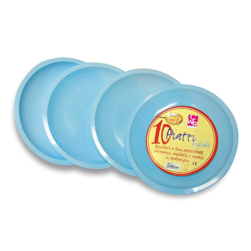 PIATTO TONDO PLASTICA CONF. 10 PZ. - AZZURRO
