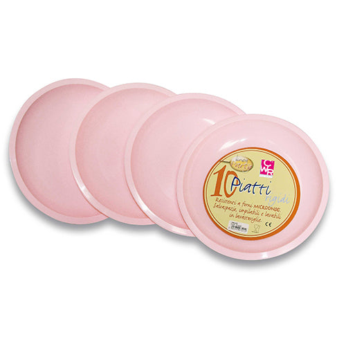 PIATTO TONDO PLASTICA CONF. 10 PZ. - ROSA
