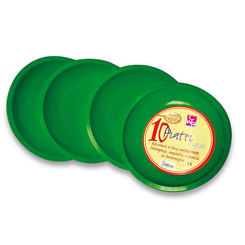 PIATTO TONDO PLASTICA CONF. 10 PZ. - VERDE Immagine principale del prodotto