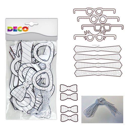 OCCHIALI/PAPILLON/CRAVATTE CARTONE DA DECORARE - S