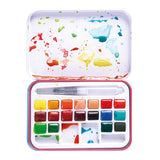 ACQUERELLI SCATOLA METALLO 18 DEMI-GODET + PENNELL