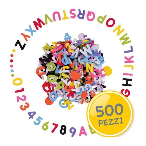 LETTERE E NUMERI IN FELTRO ADESIVO - SET PZ. 500
