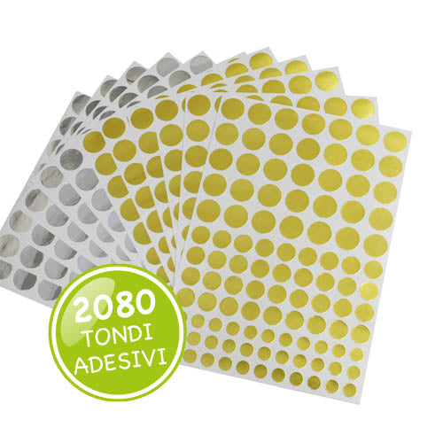 STICKERS TONDI ORO/ARGENTO DIAMETRI ASS. - PZ. 2080
