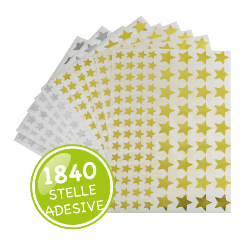 STICKERS STELLE ORO/ARGENTO MISURE ASSORTITE - PZ. 1840 Immagine principale del prodotto