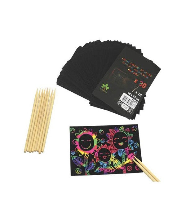 SCRATCH ART ARCOBALENO CM. 10X15 - SET 30 CARDS +